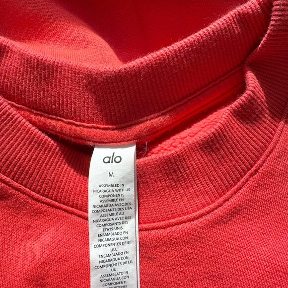 Alo Accolade Crew Neck Pullover Sweatshirt Red Hot Summer Medium - Picture 6 of 9